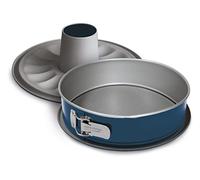 Guardini, Moule à charnière avec 2 fonds Ø 26 cm, Fond anti-goutte, Acier produit avec des émissions de CO2 réduites, Nouveau revêtement sans PFAS, Gris/Bleu, Fabriqué en Italie, Ligne XBake