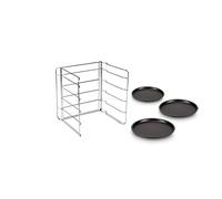 Guardini, Set de 3 plaques à pizza Ø 28 cm + 1 grille, Acier avec revêtement antiadhésif, Noir, Fabriqué en Italie, Ligne Pizza&Mania
