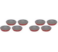Guardini, Set de 4 moules à tarte Ø 12 cm, Acier avec revêtement antiadhésif, Rouge et Gris, Fabriqué en Italie, Ligne Rossana, Petit (Lot de 2)
