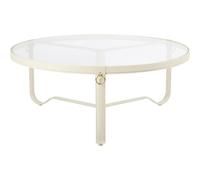 Gubi Adnet Table Basse Ø100 Cuir Crème/ Verre Transparent