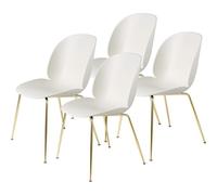 GUBI Beetle Chaise de Table à Manger Conique Base/Laiton Semi Mat/ Blanc Albâtre 4 Pcs.