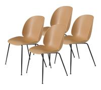GUBI Beetle Chaise de Table à Manger Conique Base/Noir Mat/Marron Ambre 4 Pcs.
