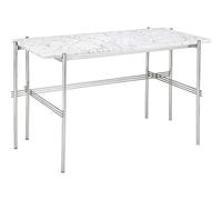 GUBI Bureau TS 120x60 Acier Poli/Marbre de Carrare Blanc