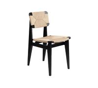 GUBI Chaise C-Chair black stained oak. assise et dossier en osier naturel