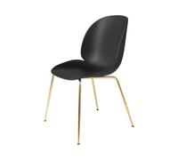 Beetle Chair Chaise de salle à manger Non rembourrée Noir Cadre conique Laiton Gubi - 5710902888020