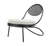 GUBI Copacabana Outdoor Lounge Chair assise rembourrée Leslie stripe limonta 020 - supports noirs