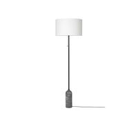 Gubi Lampadaire Gravity – marbre gris, abat-jour blanc