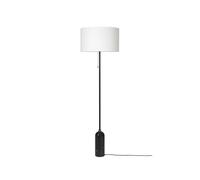 Gubi Lampadaire Gravity – marbre noir, abat-jour blanc