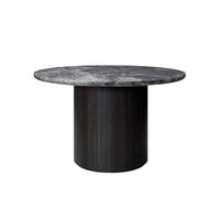 GUBI Table à manger Moon ronde marble grey. Ø120 cm. marron/pied lasuré noir
