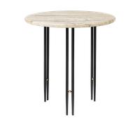 GUBI Table basse IOI Ø50 cm Noir - laiton - marbre beige