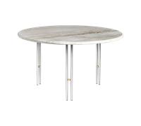 GUBI Table basse IOI Marbre beige - supports chrome ø70 cm