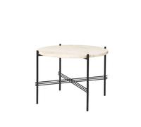 GUBI Table basse TS Round natural white travertine. ø55. structure noire