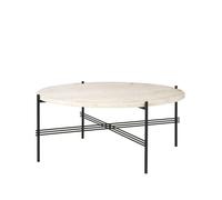 GUBI Table basse TS Round natural white travertine. ø80. structure noire
