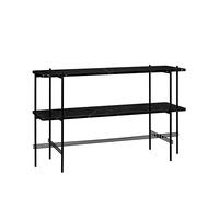 GUBI Table d’appoint TS Console 120x30x72 cm black marquina marble. structure noire. 2 étagères en marbre
