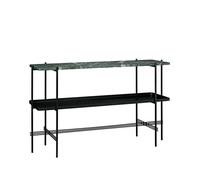 GUBI Table d’appoint TS Console 120x30x72 cm green guatemala marble. structure noire. avec plateau