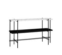 GUBI Table d’appoint TS Console 120x30x72 cm white carrara marble. structure noire. avec plateau