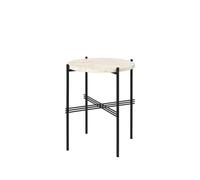 GUBI Table d'appoint TS Round natural white travertine. ø40. structure noire