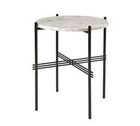 GUBI Table TS pieds noirs Ø40 cm marbre blanc
