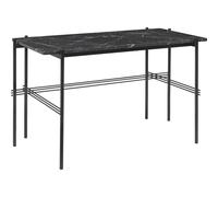 GUBI TS Bureau 120 x 60 cm avec Base Noir et Noir Marquina Marbre Top