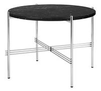 GUBI TS Table Basse Ronde Ø55 Acier Poli/Marbre Marquina Noir