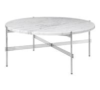 GUBI TS Table Basse Ronde Ø80 Acier Poli/Marbre Blanc de Carrare