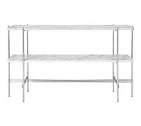 GUBI TS Table Console H72 2 Étagères Acier Poli/Marbre de Carrare Blanc