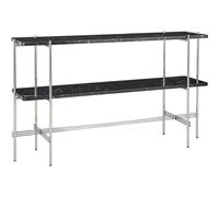 GUBI TS Table Console H72 2 Étagères Acier Poli Marbre Marquina Noir