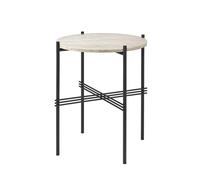 GUBI TS Table D'appoint D'extérieur Ronde Ø40 Blanc Travertin/Noir