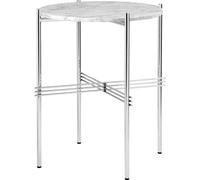 GUBI TS Table d'Appoint Ronde Ø40 Acier Poli/Marbre Blanc de Carrare
