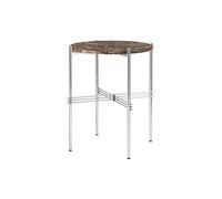 GUBI TS Table d'Appoint Ronde Ø40 Acier Poli/Marbre Emperador Marron