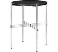 GUBI TS Table d'Appoint Ronde Ø40 Acier Poli/Marbre Marquina Noir
