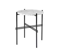 GUBI Table TS pieds noirs Ø40 cm marbre blanc