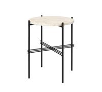 GUBI TS Table D'appoint Ronde Ø40 Noir/ Travertin Blanc