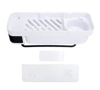 Gucagle Étagère de Douche d'angle sans perçage, Support de Rangement Mural pour Salle de Bain avec Crochet à Serviette, Rotatif à 180 degrés, Conception Creuse sculptée pour Organisateur (Blanc Noir)