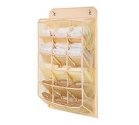 Gucagle Organisateur de sous-vêtements en Tissu Oxford PP, étagère Murale, Sac de Rangement Suspendu pour Soutien-Gorge, Chaussettes, sous-vêtements, Durable, Grande capacité, (15 Poches Beige)