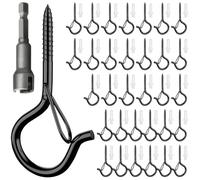Gucass 30 Pcs Crochet à Visser en Acier Inoxydable Noir, Piton à Visser avec Boucle de Sécurité, Crochets Muraux à Visser, Pour Suspendre des Paniers à Plantes Mangeoires à Oiseaux Lanternes, Roud