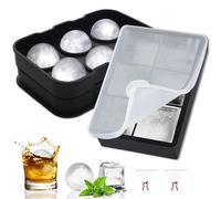 Gucass Lot de 2 Bac a Glacon Silicone, Grand Glacons à Moule Carré 5 cm avec Couvercle, Moule à Glaçons Rond 4.5 cm avec Entonnoir, Sans BPA, 6 Compartiments Bac Glacon pour Whisky, Cocktails, Fruits