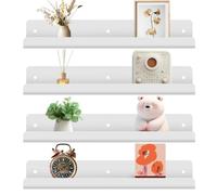 Gucass Lot de 4 Étagères Murales en Acrylique, Blanc Etagere Murale sans Percage, Étagère Flottante en 30 cm avec Vis, pour Salle de Bain, Salon et Chambre à Coucher, Bibliothèque, Décoration