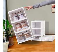 GUDEMAY Boîte à Chaussures Transparente avec Couvercle | Lot de 3 | Boîtes de Rangement pour Chaussures Empilable et Solide | Étagère à Chaussures Pliable | Ranger et Protéger Vos Chaussures