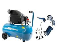 Güde 301/10/50 Kit compresseur 12 pièces (lubrifié à l'huile, max. 10 bar, chaudière 50 l, 1800 W, eff. Quantité 175 l/min, réducteur de pression, 2 manomètres, vis de vidange d'eau, protection