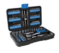 Güde 39001 GSB 130 Coffret de 130 outils en acier au chrome vanadium dans une boîte de rangement pratique Bleu/noir