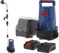 Güde Pompe à eau de pluie sans fil RFP 18-201-23 (18 V, 2000 l/h, hauteur de refoulement max 7 m, longueur du câble 3 m, profondeur d'immersion max 2,5 m, pack batterie 2,0 Ah, chargeur rapide, temps