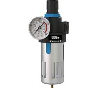 Güde Réducteur de pression 3/8" (filetage de raccordement IG 3/8", pression de travail maximale 10 bar, à monter sur un compresseur, réglage de la pression de travail, nettoie et filtre l'air comprimé