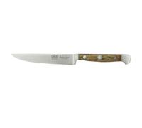 Güde Solingen - Couteau à steak dentelé forgé, 12 cm, bois de chêne de baril, ALPHA-CHÊNE DE BARIL - double mitre, fabriqué à la main en Allemagne, Marron