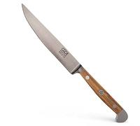 Güde Solingen - Couteau à Steak dentelé forgé, 12 cm, Bois d'olivier, Alpha-Olive - Double mitre, Handmade Germany