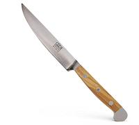 GÜDE Solingen - Couteau à steak Lisse forgé, 12 cm, bois d'olivier, ALPHA-OLIVE - double mitre, fabriqué à la main en Allemagne
