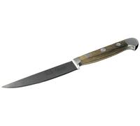 Güde Solingen - Couteau à Steak Porterhouse dentelé forgé, 12 cm, Bois de chêne de Baril, Alpha-CHÊNE DE Baril - Double mitre, fabriqué à la Main en Allemagne