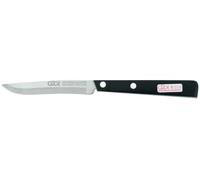GÜDE Solingen - Couteau utilitaire blanc, noir avec bord dentelé, 10 cm, UNI, POM, inscription : Kitchen Friend