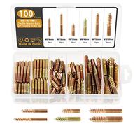 Gueenky 100 Pièces Vis Double Filetage M6 M8 M10, Vis à Double Tête Autotaraudeuse 30/40/50 mm, pour Meubles en Bois à Fixation