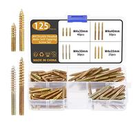 Gueenky 125 Pièces Vis à Double Filetage, M4 x 20/30/35/40mm Vis à Double Tête Autotaraudeuse Vis Double Filetage Bois pour Meubles en Bois à Fixation